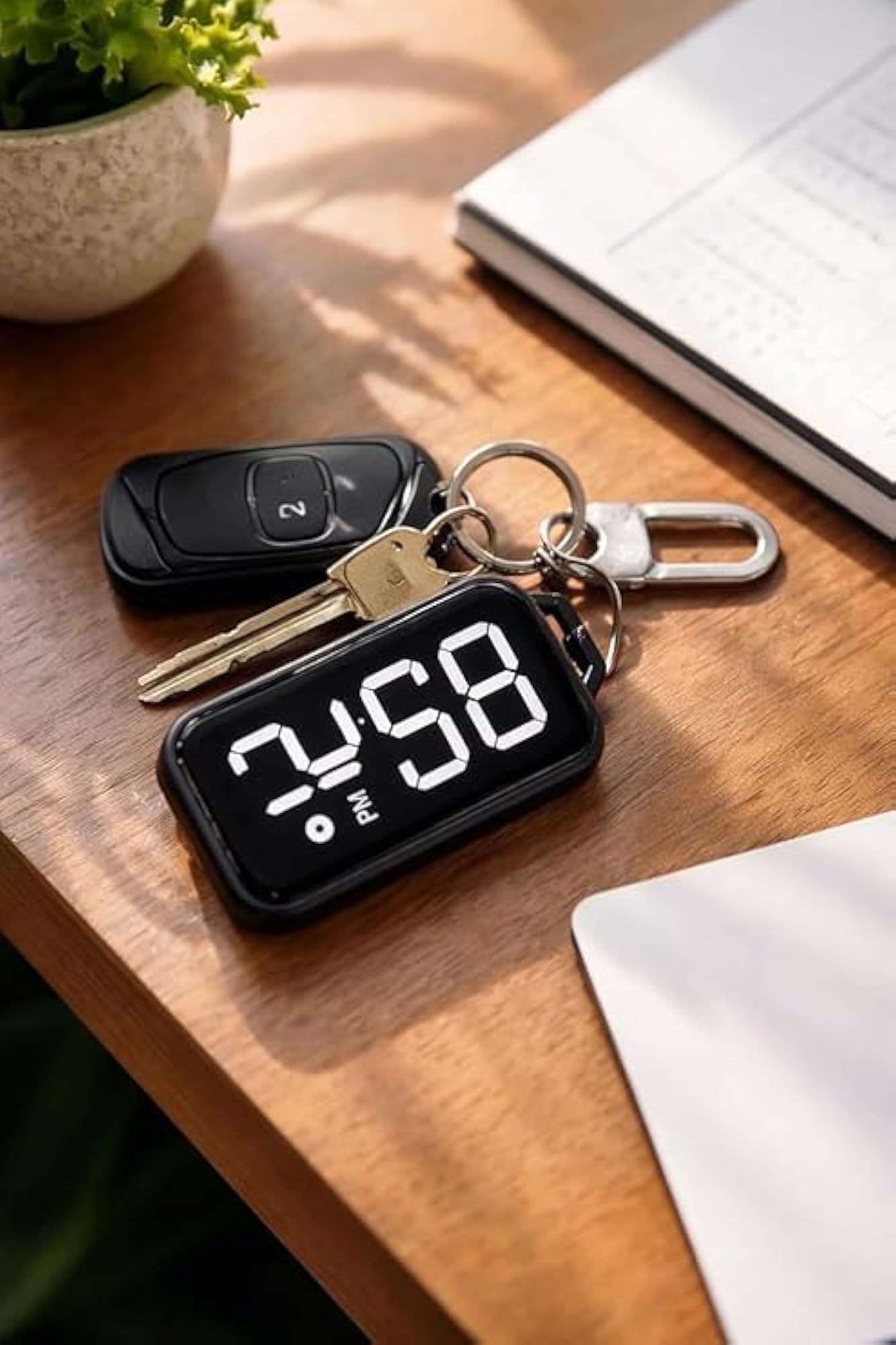Mini Digital LED Keychain Watch with Carabiner Hook, Portable Gift